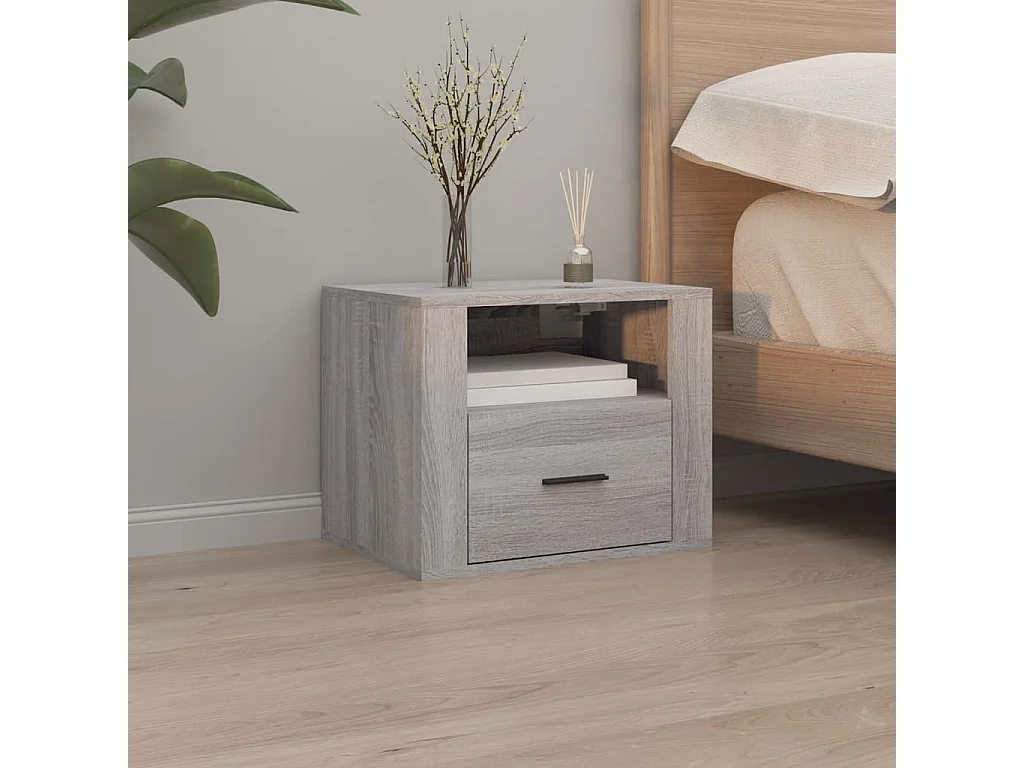 2er-Set Wand-Nachttische Nachtschrank Grau Sonoma 50x36x40 cm -RN93600