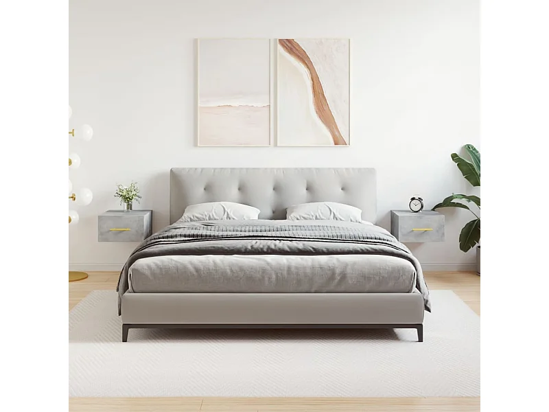 2er-Set Wand-Nachttische Nachtschrank Betongrau 35x35x20 cm -RN91635