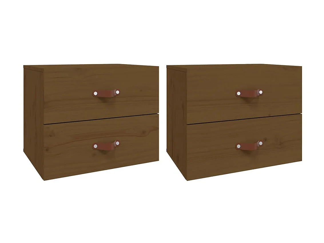2er-Set Wand-Nachttische Nachtschrank Honigbraun 50x36x40 cm -RN78401