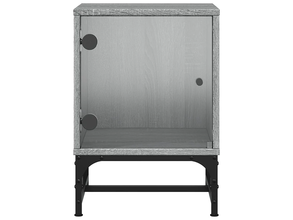 Nachttisch Nachtschrank mit Glastür Grau Sonoma 35x37x50 cm -RN39295