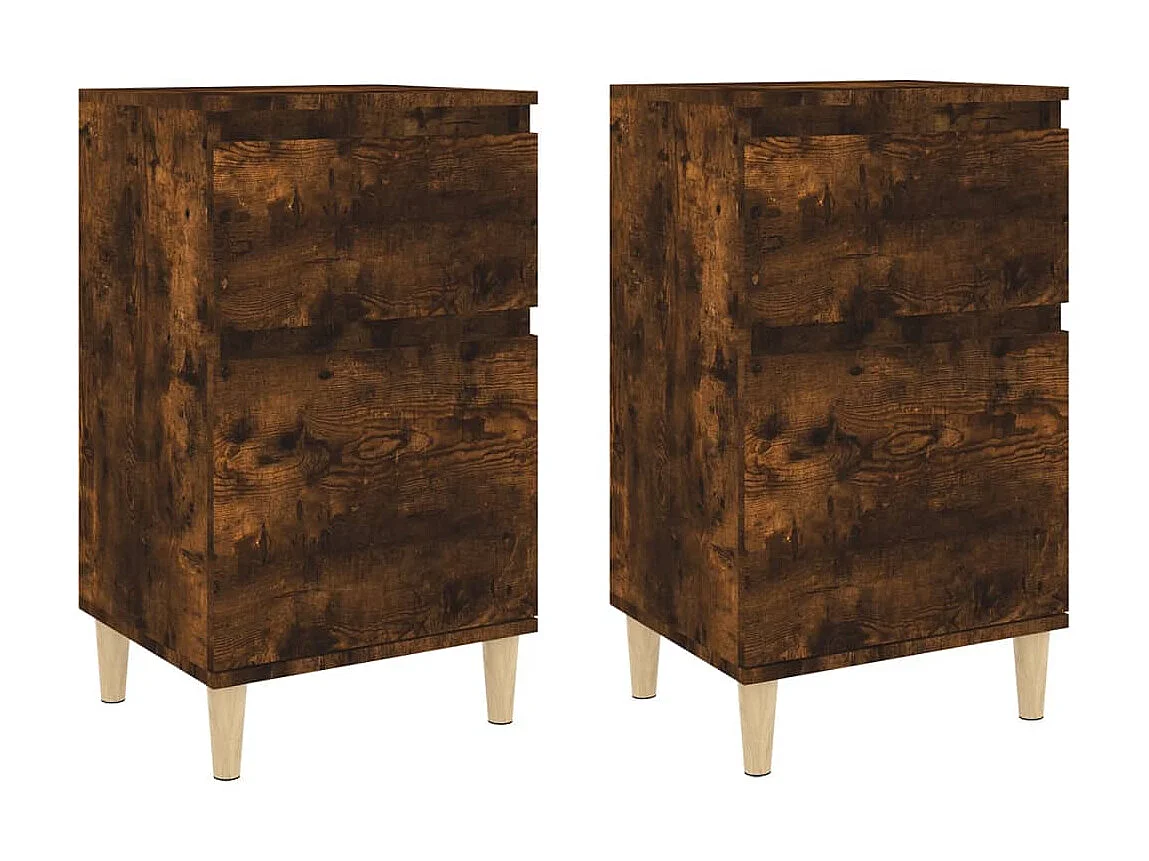 2er-Set Nachttische Nachtschrank Räuchereiche 40x35x70 cm -RN28586
