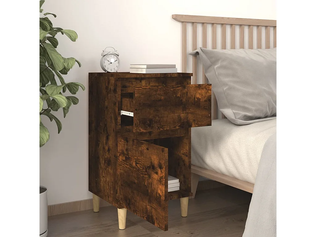 2er-Set Nachttische Nachtschrank Räuchereiche 40x35x70 cm -RN28586