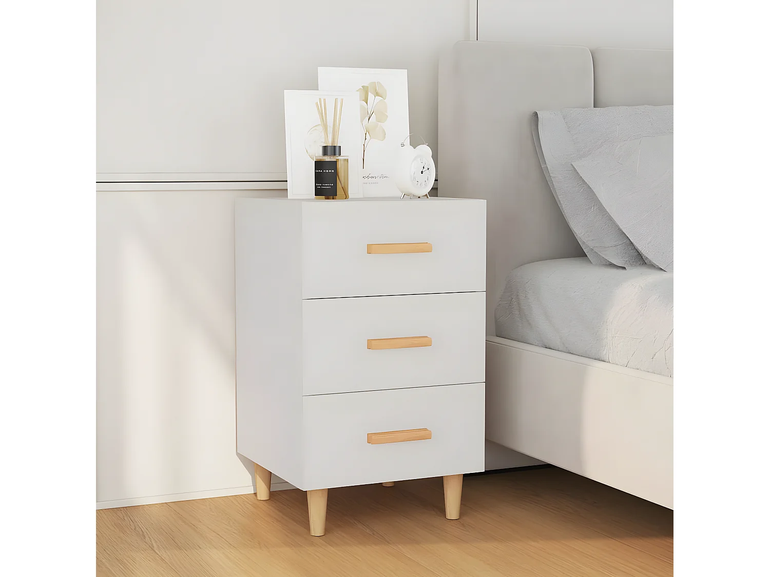 Nachttisch Nachtschrank Weiß 40x40x66 cm Holzwerkstoff -RN66922