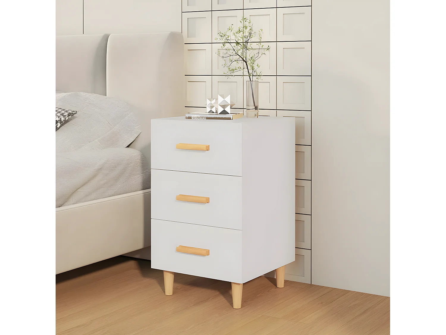 Nachttisch Nachtschrank Weiß 40x40x66 cm Holzwerkstoff -RN66922