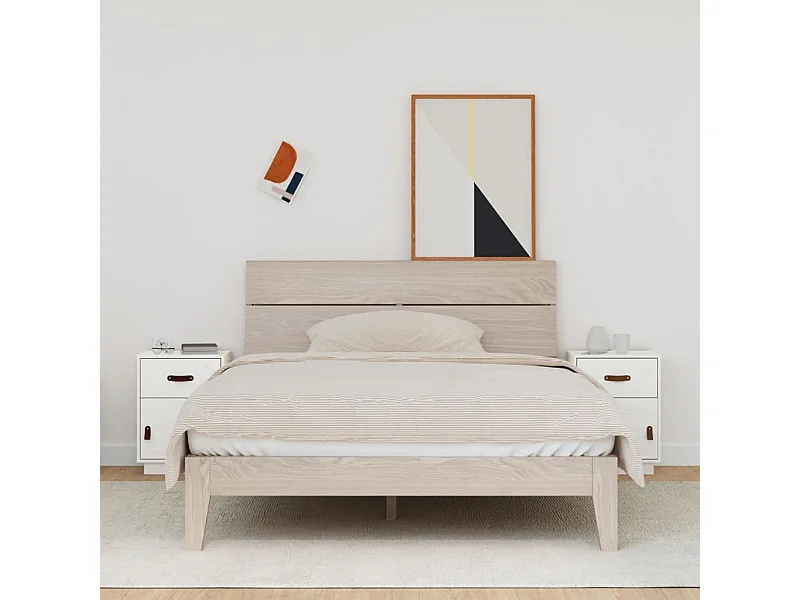 2er-Set Nachttische Nachtschrank Weiß 40x34x55 cm Massivholz Kiefer -RN49471
