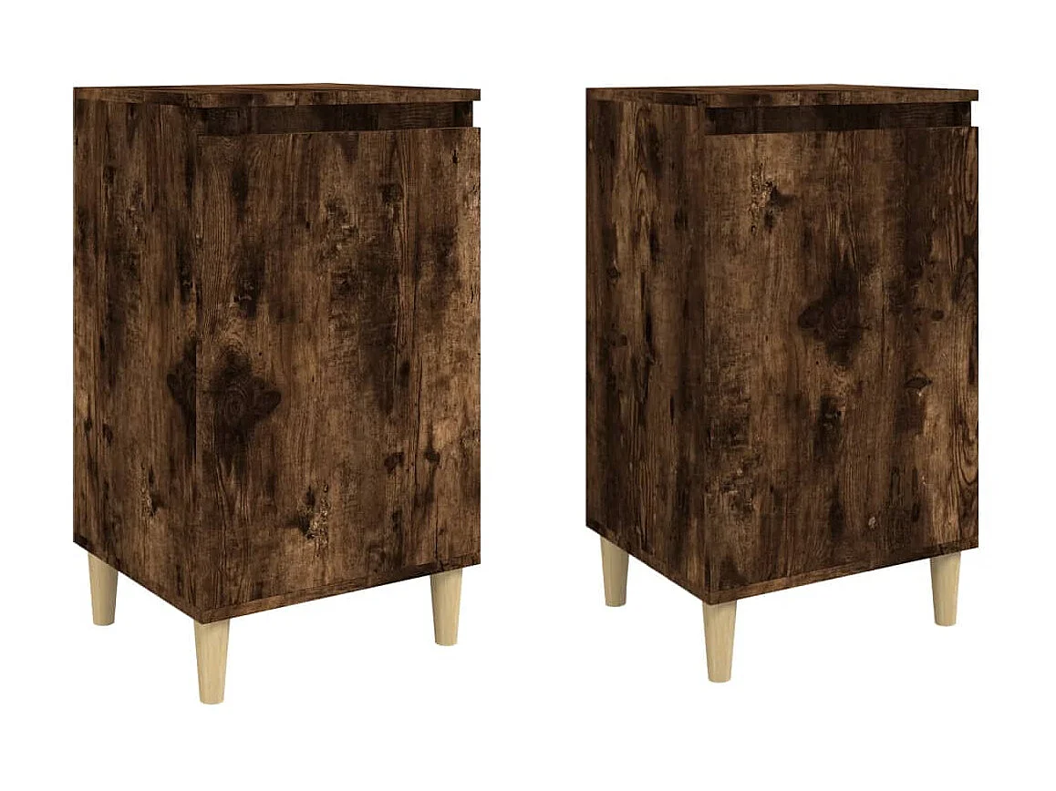 2er-Set Nachttische Nachtschrank Räuchereiche 40x35x70 cm Holzwerkstoff -RN67514