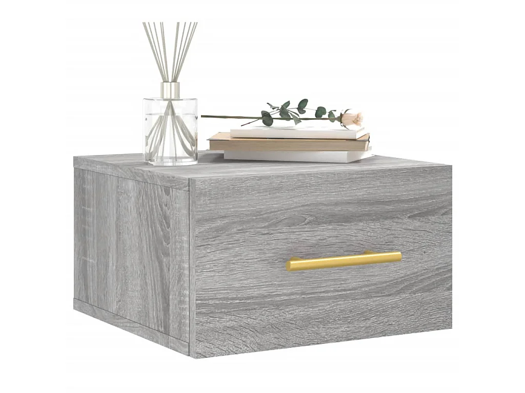 2er-Set Wand-Nachttische Nachtschrank Grau Sonoma 35x35x20 cm -RN26625