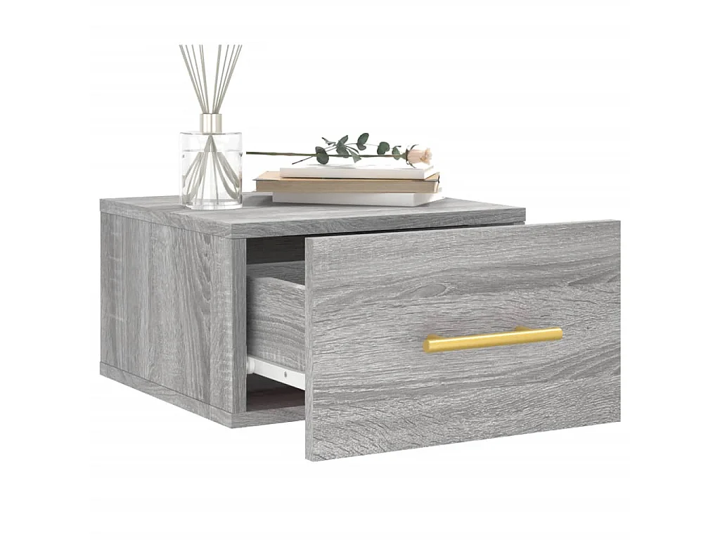 2er-Set Wand-Nachttische Nachtschrank Grau Sonoma 35x35x20 cm -RN26625