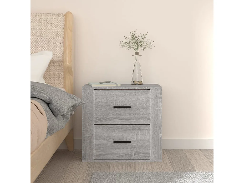 Wand-Nachttisch Grau Nachtschrank Sonoma 50x36x47 cm -RN31520