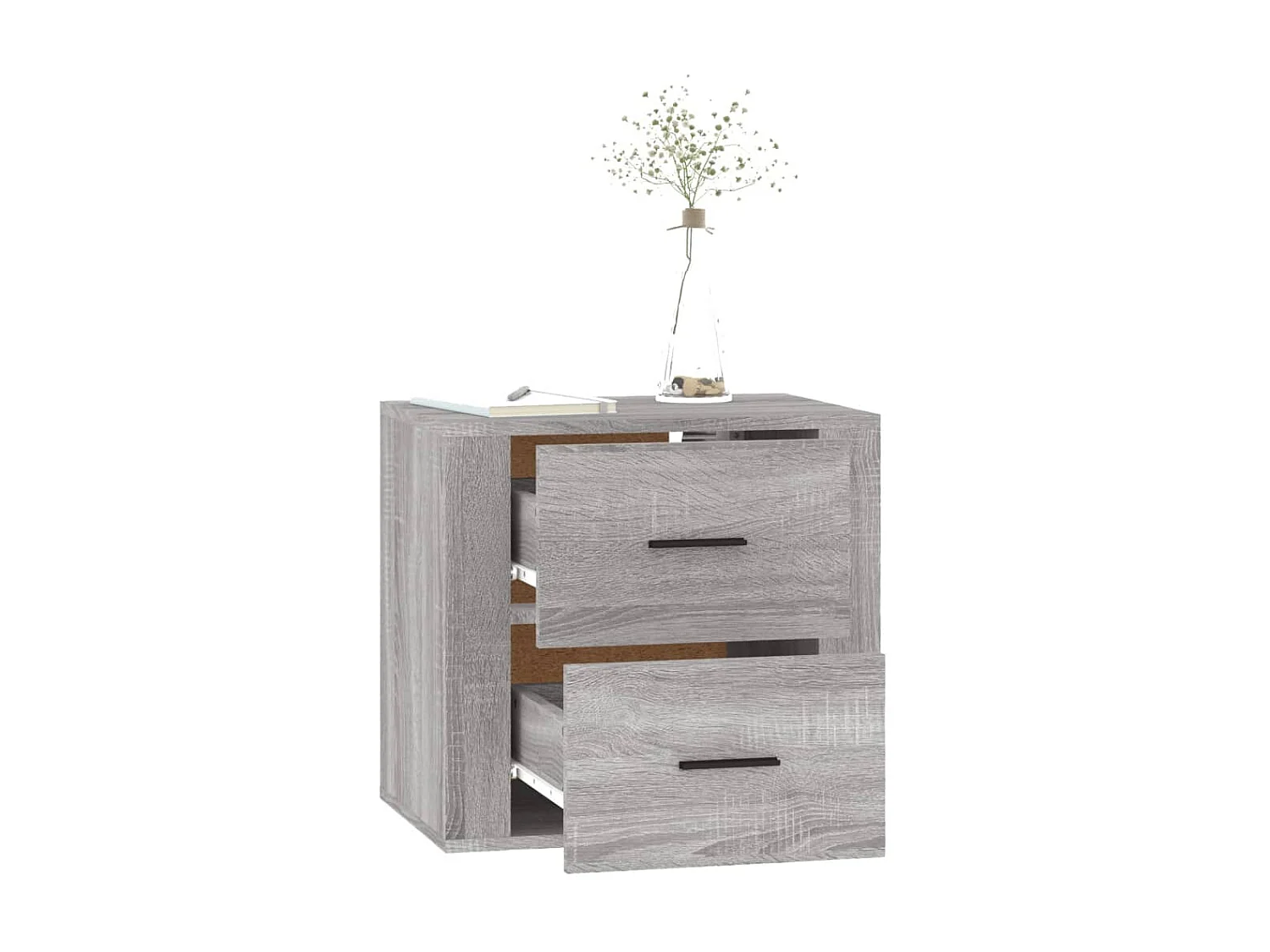 Wand-Nachttisch Grau Nachtschrank Sonoma 50x36x47 cm -RN31520