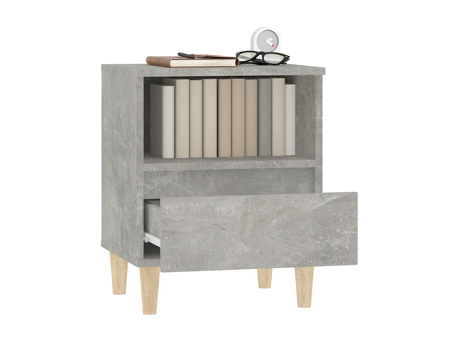 2er-Set Nachttische Nachtschrank Betongrau 40x35x50 cm -RN27955