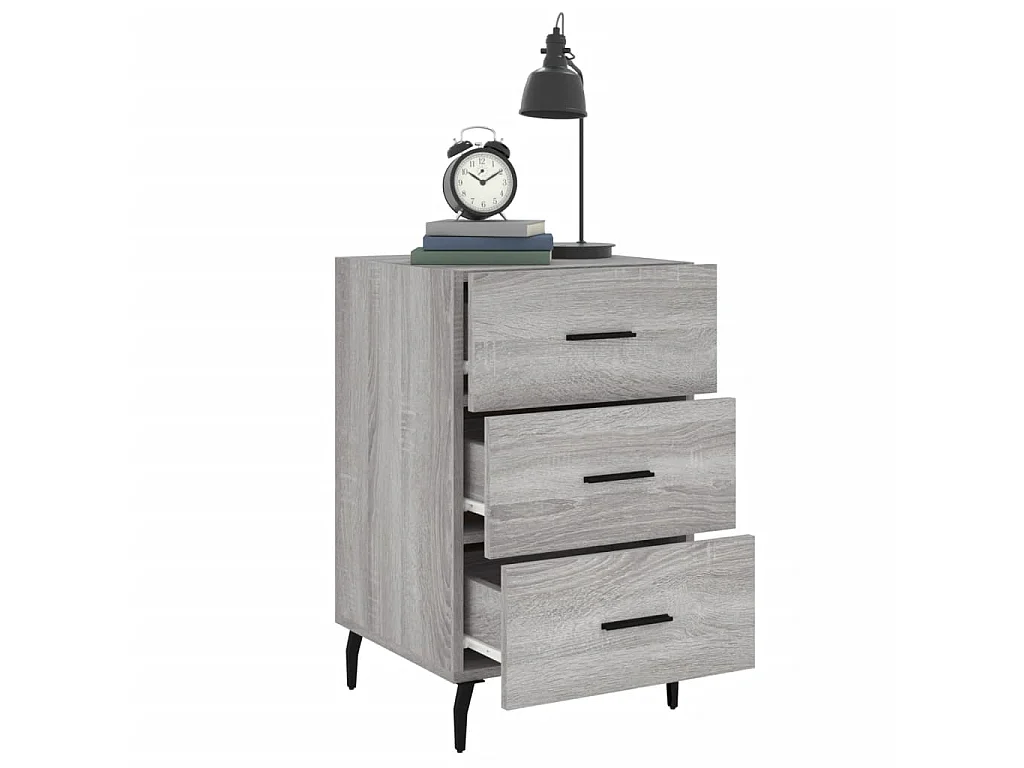 Nachttisch Grau Nachtschrank Sonoma Holzwerkstoff 40x40x66 cm -RN98937