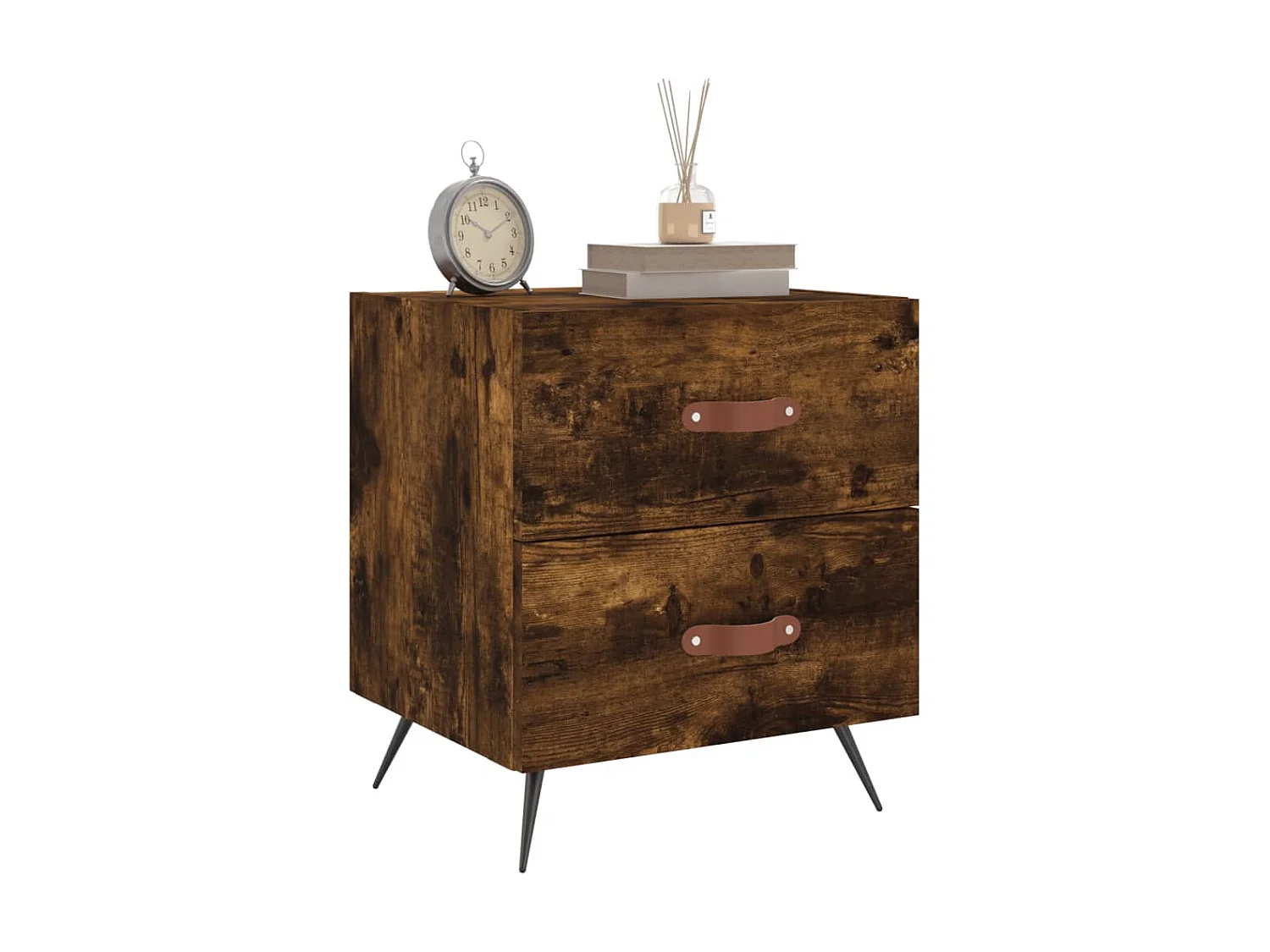 2er-Set Nachttische Nachtschrank Räuchereiche 40x35x47,5 cm Holzwerkstoff -RN68336