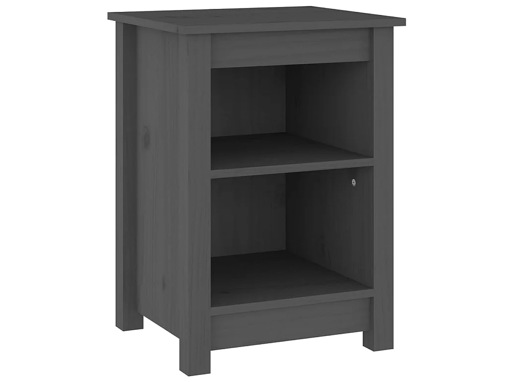 Nachttisch Grau Nachtschrank 40x35x55 cm Massivholz Kiefer -RN38465