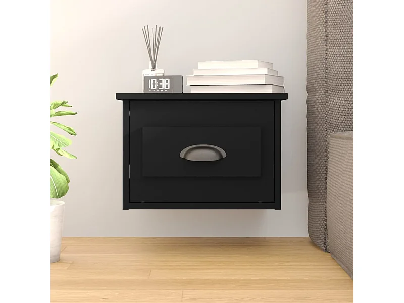 Wand-Nachttisch Nachtschrank Schwarz 41,5x36x28 cm -RN18305