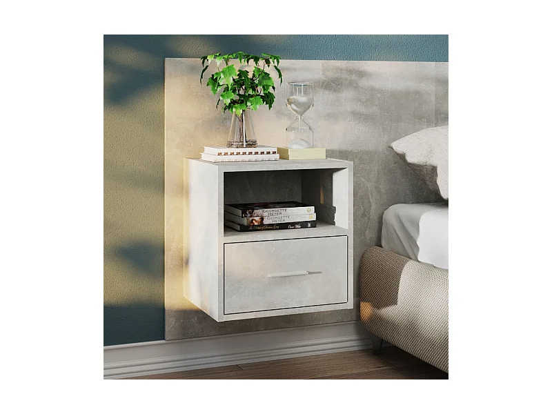 Wand-Nachttisch Betongrau Nachtschrank -RN14381