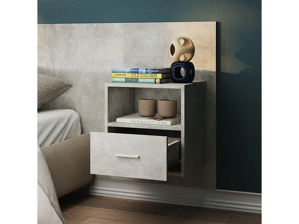 Wand-Nachttisch Betongrau Nachtschrank -RN14381