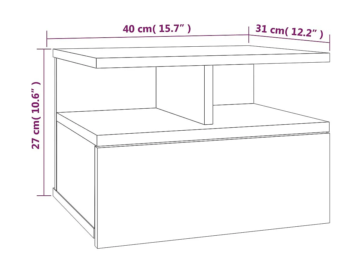 Nachttisch Nachtschrank Hängend Grau Sonoma 40x31x27 cm Holzwerkstoff -RN28660