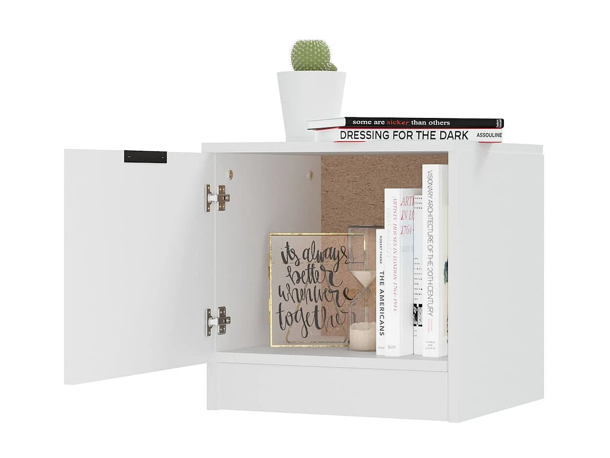 2er-Set Nachttische Nachtschrank Weiß 40x39x40 cm -RN89499