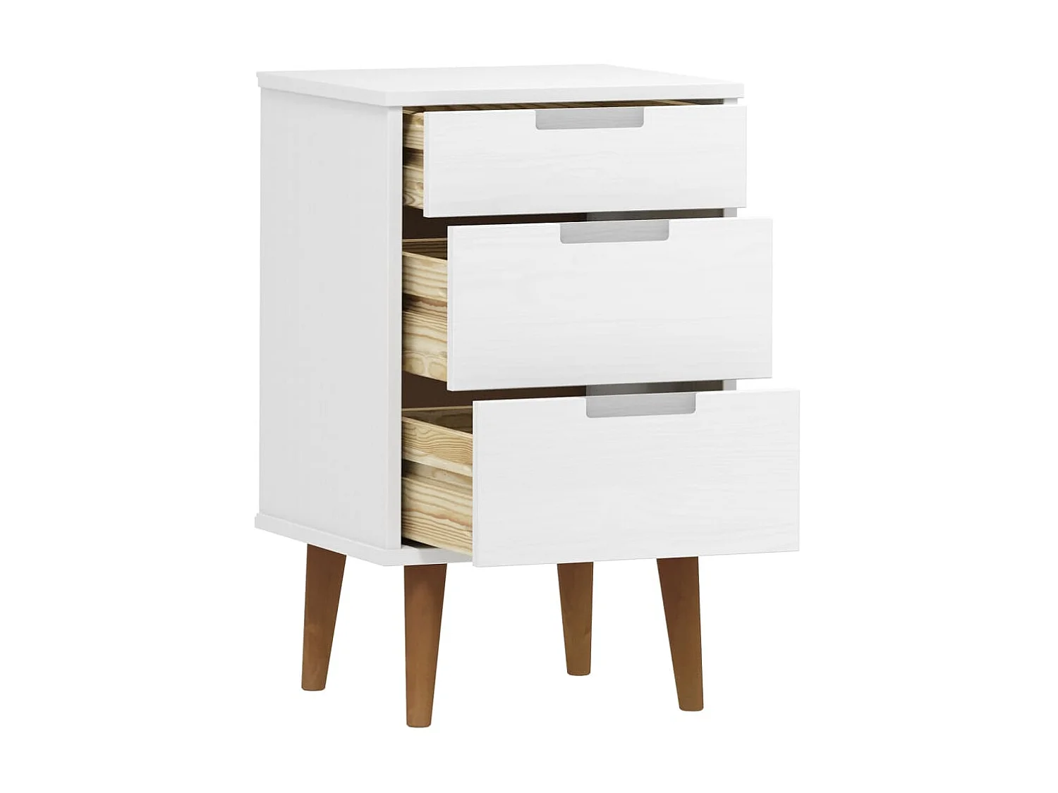 Nachttisch Nachtschrank MOLDE Weiß 40x35x65 cm Massivholz Kiefer -RN22855