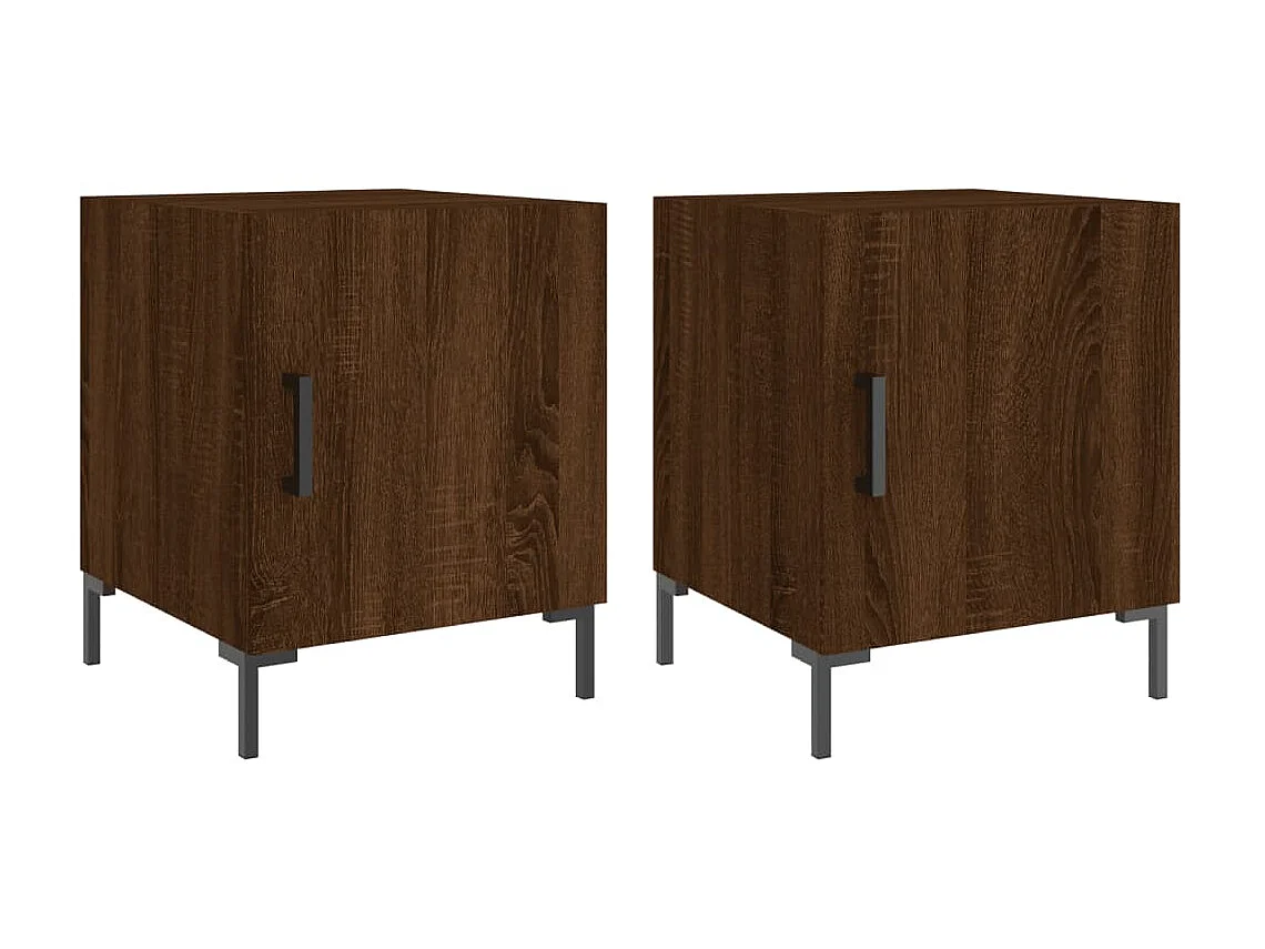 2er-Set Nachttische Nachtschrank Braun Eichen-Optik 40x40x50 cm Holzwerkstoff -RN59261