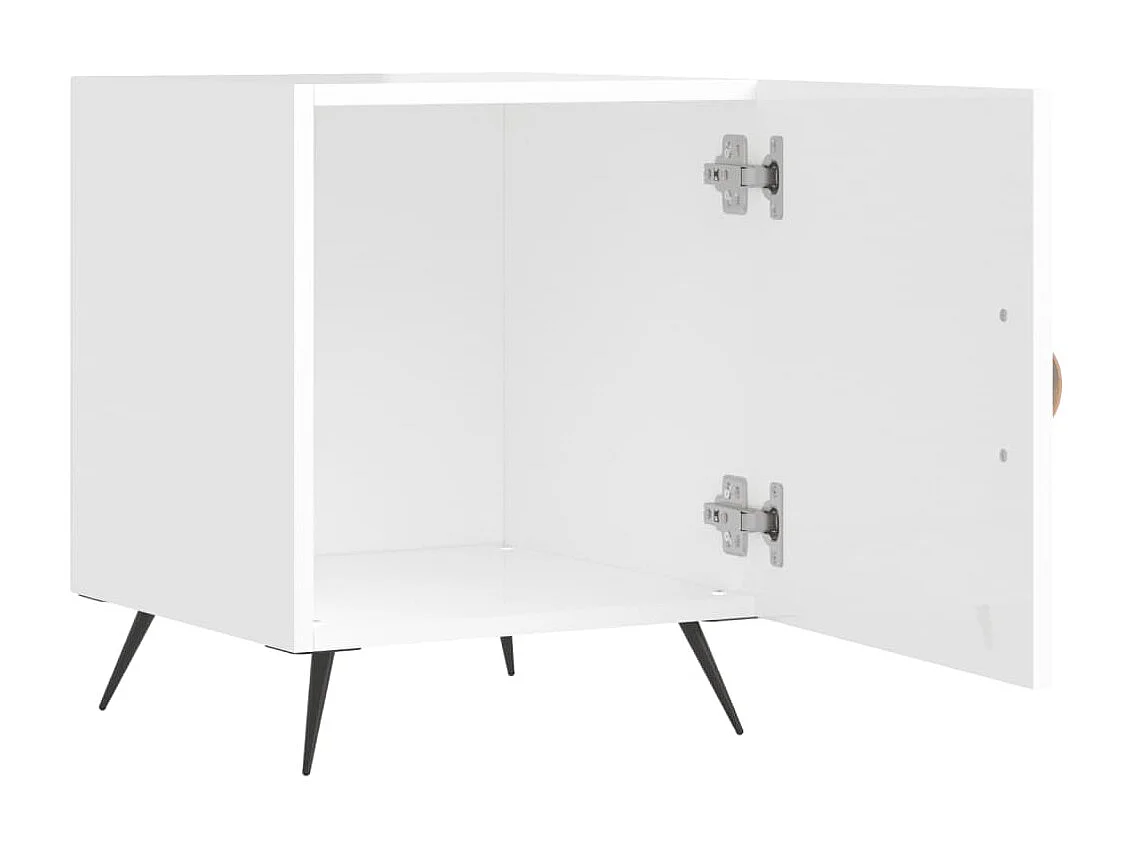 Nachttisch Nachtschrank Hochglanz-Weiß 40x40x50 cm Holzwerkstoff -RN39761
