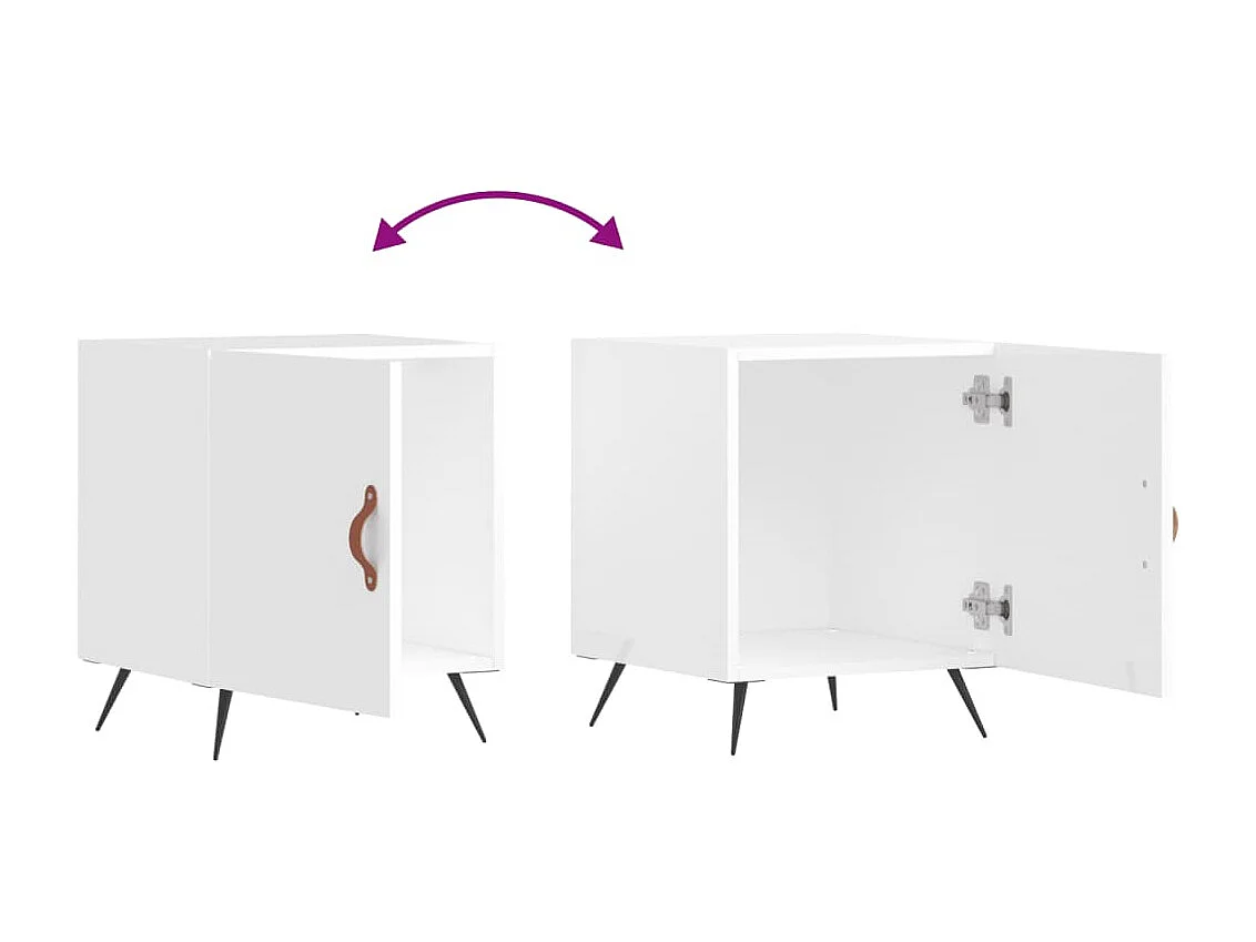 Nachttisch Nachtschrank Hochglanz-Weiß 40x40x50 cm Holzwerkstoff -RN39761