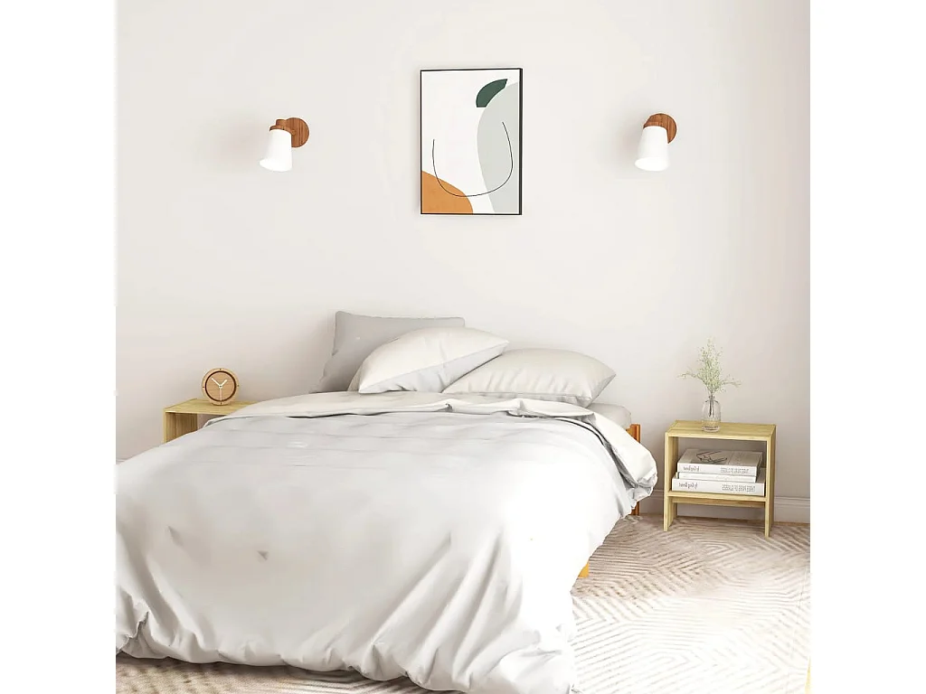 2er-Set Nachttische Nachtschrank 40x30,5x40 cm Massivholz Kiefer -RN50648