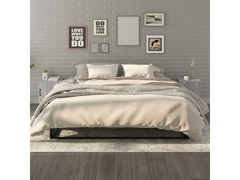 2er-Set Nachttische Nachtschrank Grau Sonoma Holzwerkstoff -RN15623