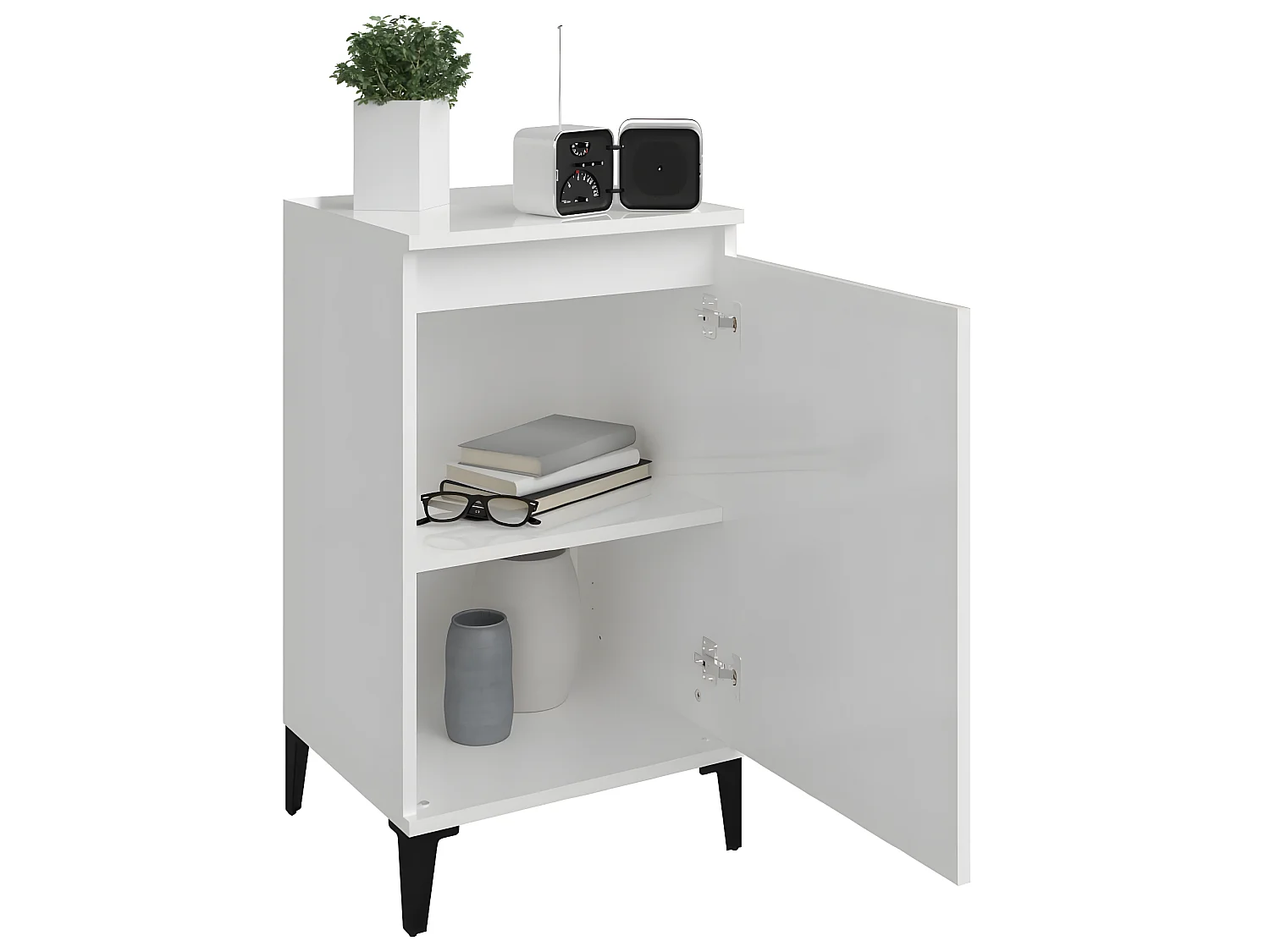 Nachttisch Nachtschrank Hochglanz-Weiß 40x35x70 cm Holzwerkstoff -RN79606