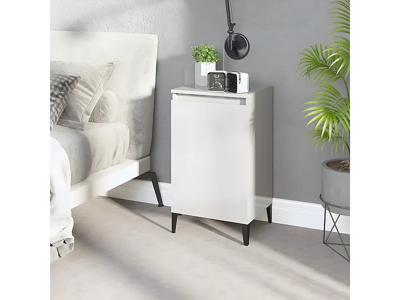 Nachttisch Nachtschrank Hochglanz-Weiß 40x35x70 cm Holzwerkstoff -RN79606