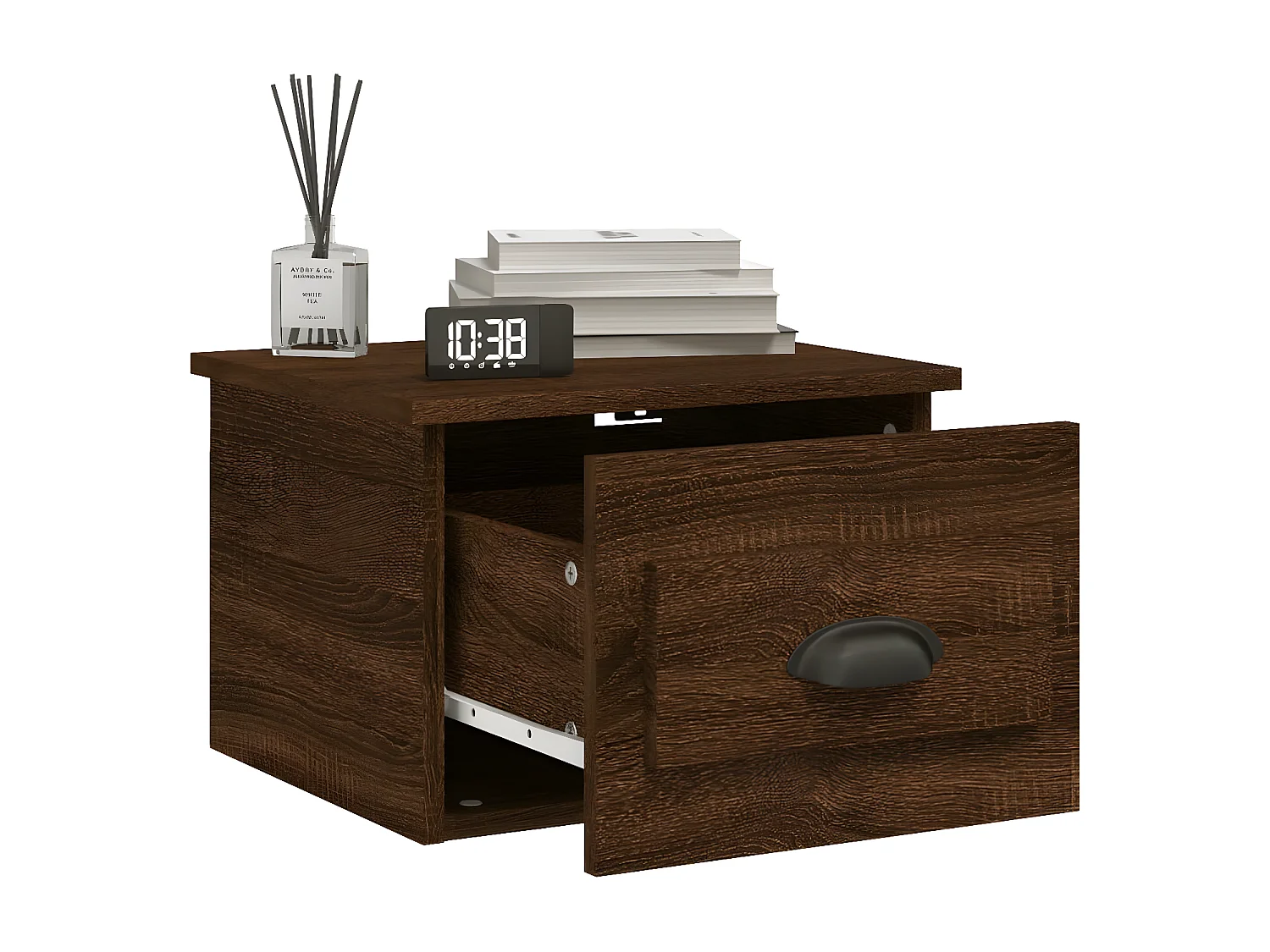 Wand-Nachttisch Nachtschrank Braun Eichen-Optik 41,5x36x28 cm -RN94936