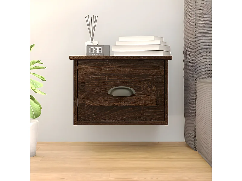 Wand-Nachttisch Nachtschrank Braun Eichen-Optik 41,5x36x28 cm -RN94936