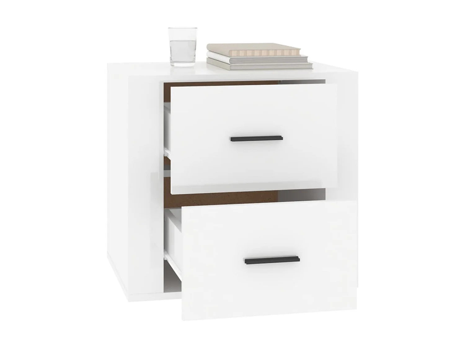 Nachttisch Nachtschrank Hochglanz-Weiß 50x39x47 cm -RN77192