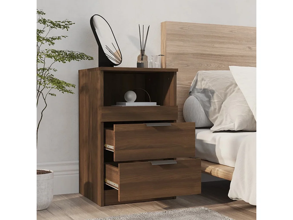 Nachttisch Nachtschrank Braun Eichen-Optik Holzwerkstoff -RN23801