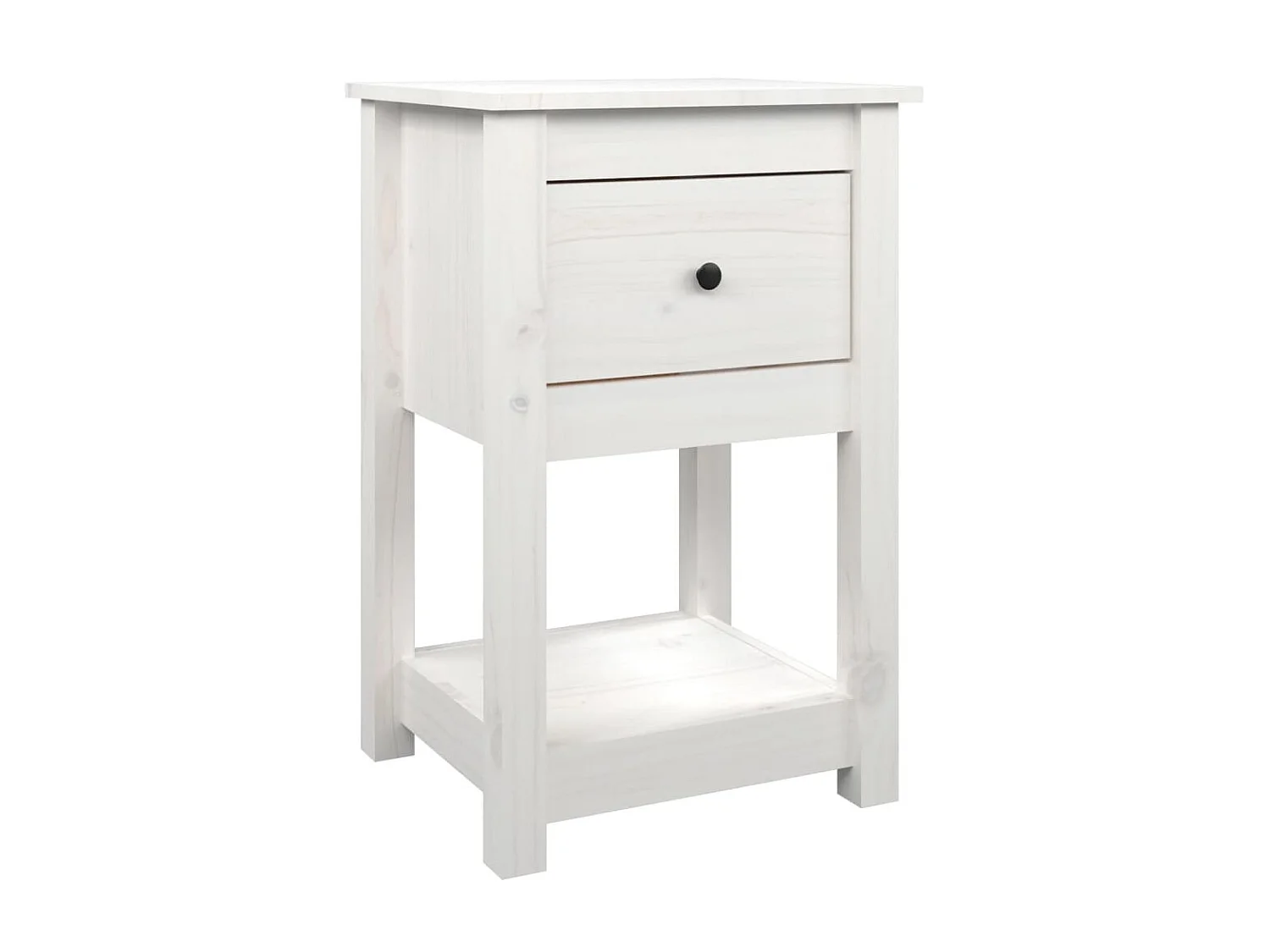 Nachttisch Nachtschrank Weiß 40x35x61,5 cm Massivholz Kiefer -RN41779