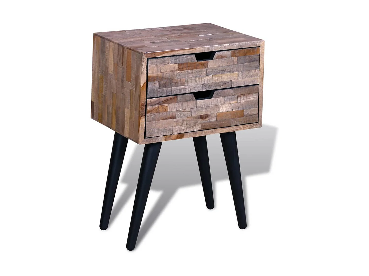 Nachttisch Nachtschrank mit 2 Schubladen Altholz Teak -RN80883