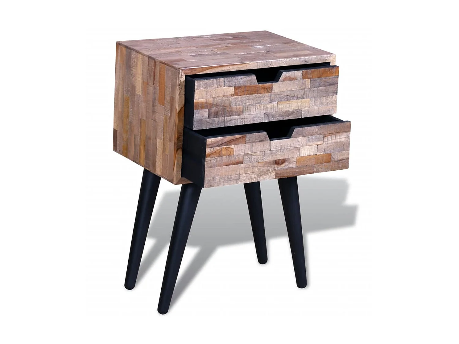 Nachttisch Nachtschrank mit 2 Schubladen Altholz Teak -RN80883