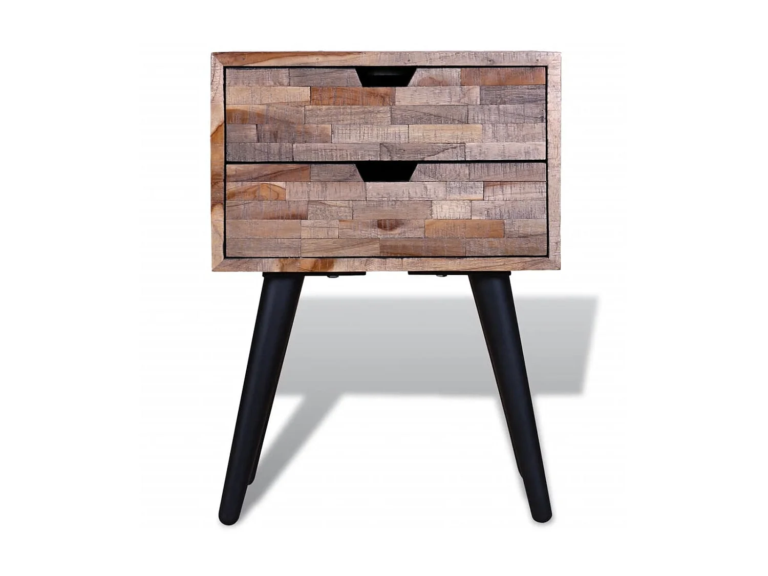 Nachttisch Nachtschrank mit 2 Schubladen Altholz Teak -RN80883