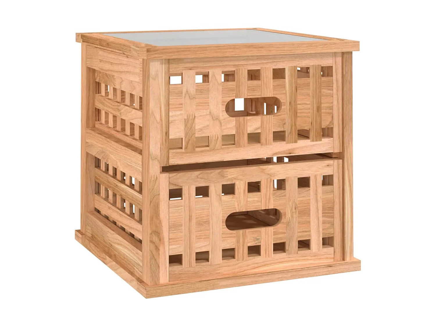 Nachttisch Nachtschrank 34x34x34 cm Massivholz Nussbaum -RN80902