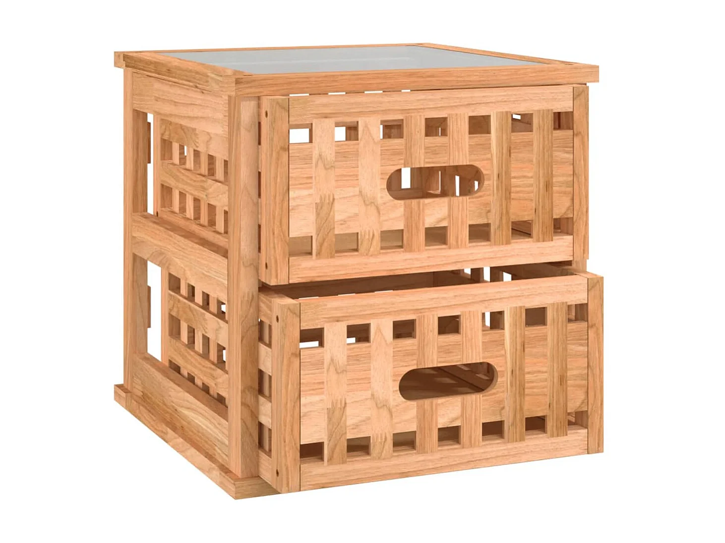 Nachttisch Nachtschrank 34x34x34 cm Massivholz Nussbaum -RN80902