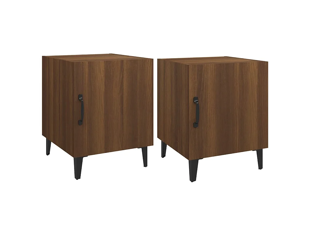 2er-Set Nachttische Nachtschrank Braun Eichen-Optik Holzwerkstoff -RN98675
