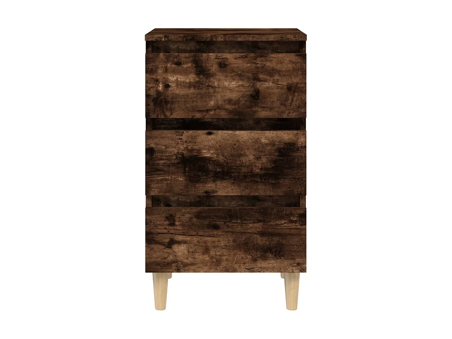 Nachttisch Nachtschrank mit Massivholz-Beinen Räuchereiche 40x35x69 cm -RN88832