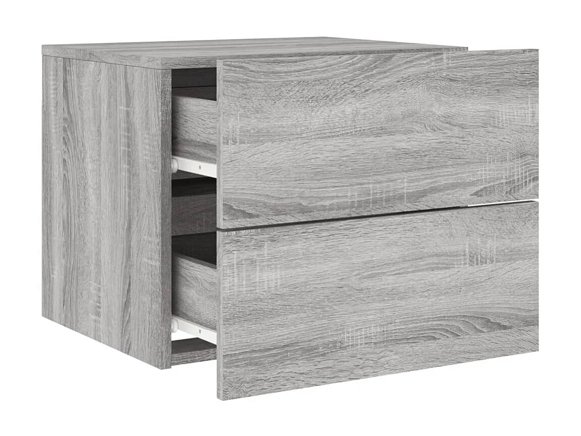 Wand-Nachttisch Nachtschrank mit LED-Leuchten Grau Sonoma -RN99269