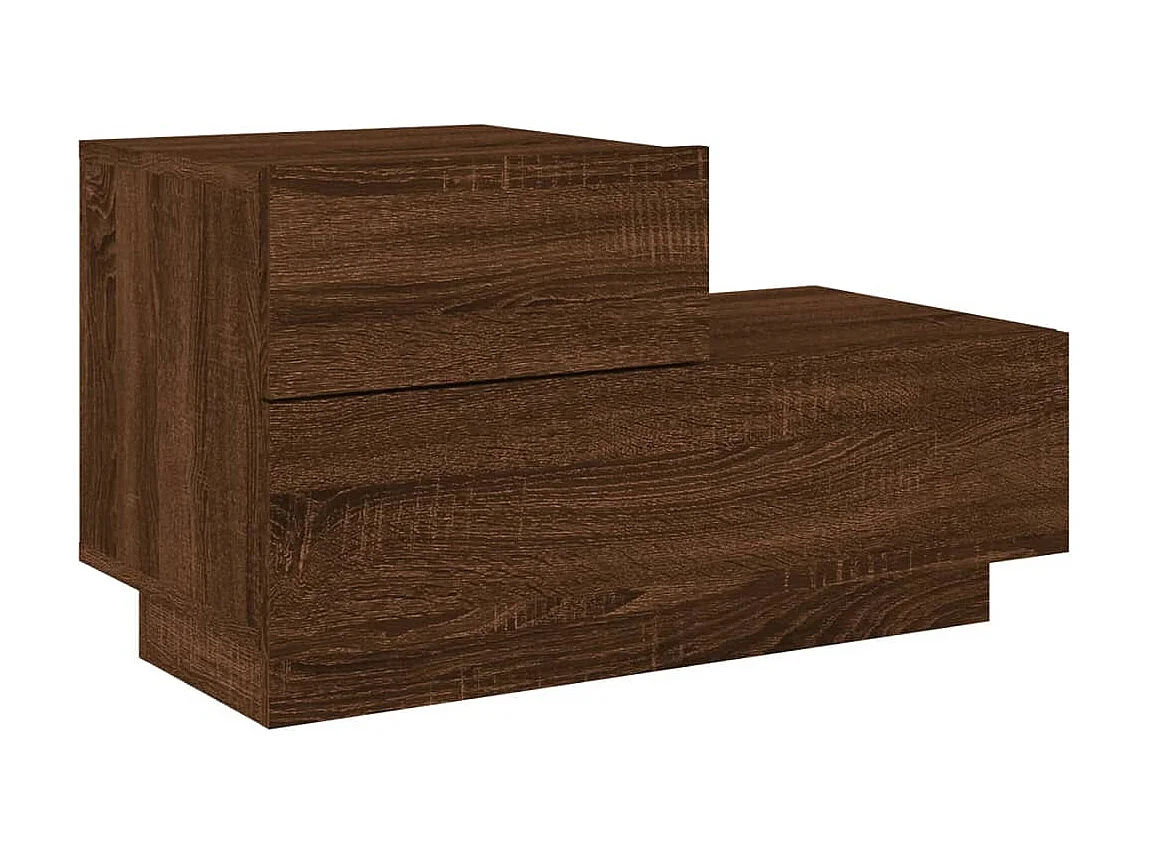 Nachttisch Nachtschrank mit LED-Leuchten Braun Eichen-Optik 70x36x40,5 cm -RN82750