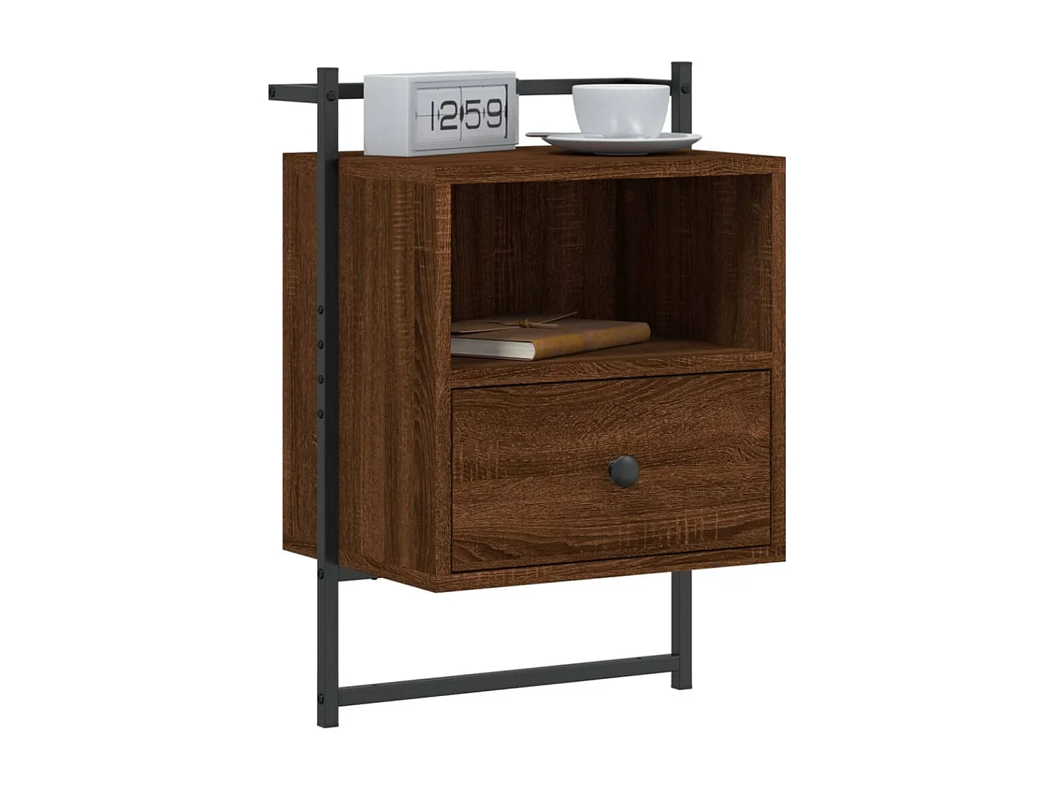 2er-Set Wand-Nachttische Nachtschrank Braun Eiche 40x30x61 cm Holzwerkstoff -RN57376