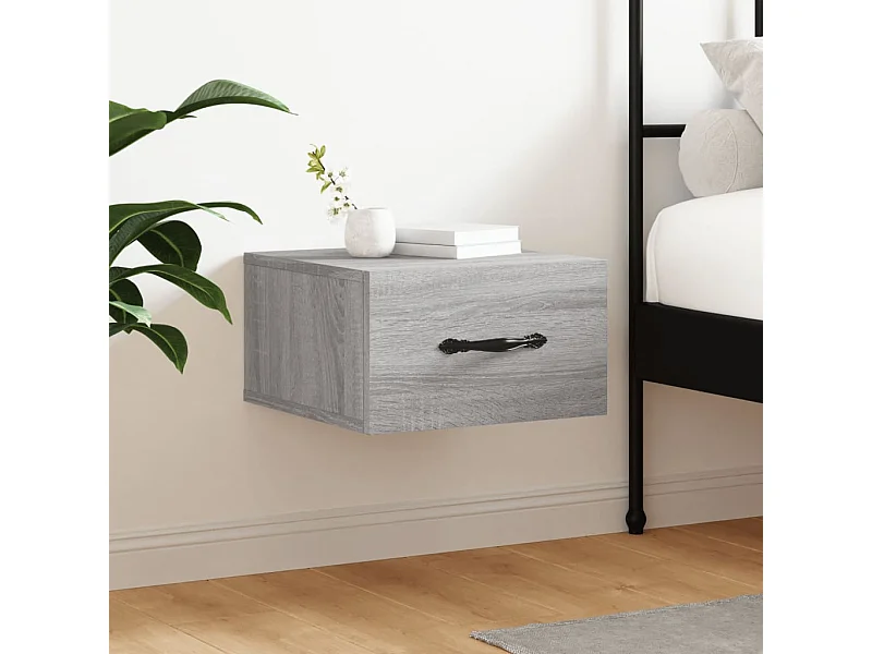 Wand-Nachttisch Grau Nachtschrank Sonoma 35x35x20 cm -RN77454