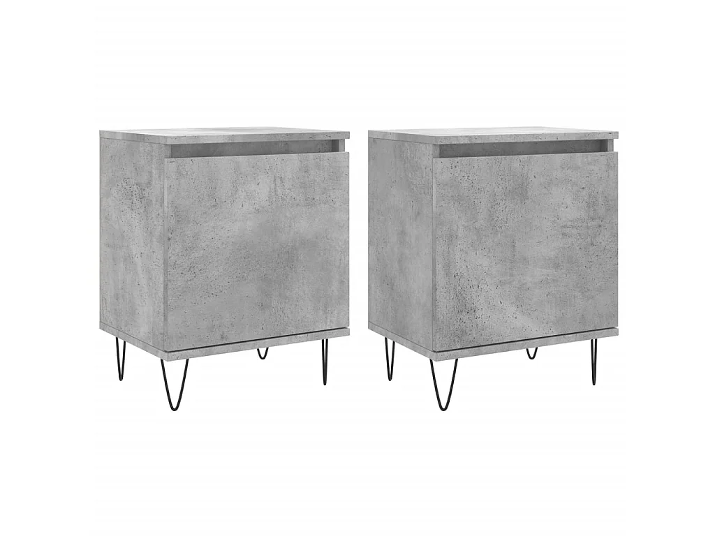 2er-Set Nachttische Nachtschrank Betongrau 40x30x50 cm Holzwerkstoff -RN22458