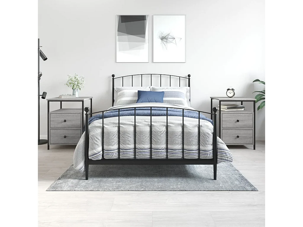 2er-Set Nachttische Nachtschrank Grau Sonoma 44x45x60 cm Holzwerkstoff -RN20906