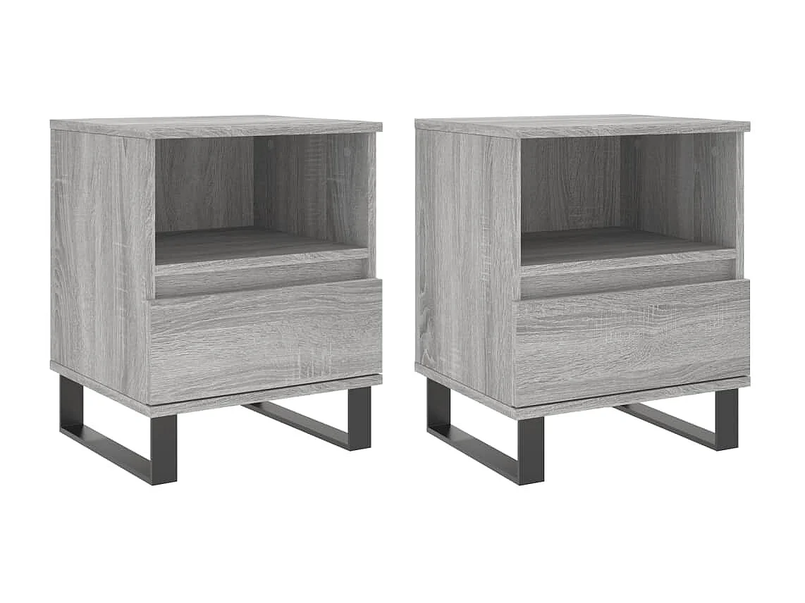 2er-Set Nachttische Nachtschrank Grau Sonoma 40x35x50 cm Holzwerkstoff -RN85176